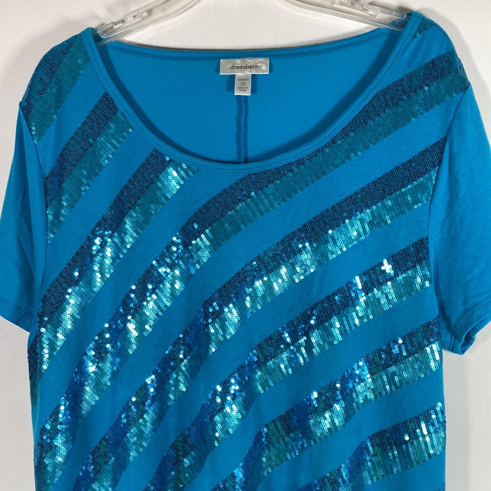 Dressbarn Short Sleeve Pullover Embellished Front Top Size 2X - Picture 2 of 10